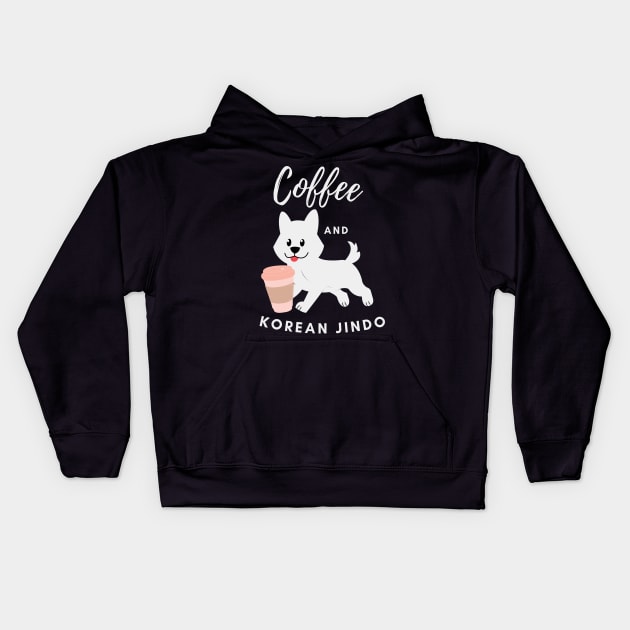 COFFEE AND KOREAN JINDO Kids Hoodie by Kuro